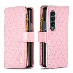 Funda de Cuero Cartera con Soporte Carcasa B12F para Samsung Galaxy Z Fold4 5G Oro Rosa