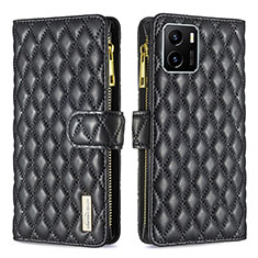 Funda de Cuero Cartera con Soporte Carcasa B12F para Vivo Y01 Negro