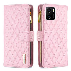 Funda de Cuero Cartera con Soporte Carcasa B12F para Vivo Y01 Oro Rosa