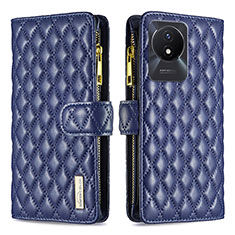 Funda de Cuero Cartera con Soporte Carcasa B12F para Vivo Y02 Azul