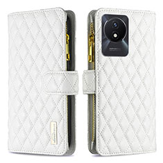 Funda de Cuero Cartera con Soporte Carcasa B12F para Vivo Y02 Blanco