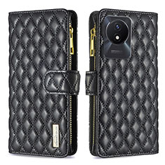 Funda de Cuero Cartera con Soporte Carcasa B12F para Vivo Y02 Negro