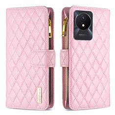 Funda de Cuero Cartera con Soporte Carcasa B12F para Vivo Y02 Oro Rosa