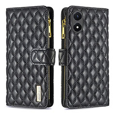 Funda de Cuero Cartera con Soporte Carcasa B12F para Vivo Y02S Negro