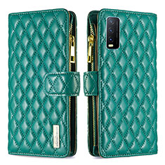 Funda de Cuero Cartera con Soporte Carcasa B12F para Vivo Y11s Verde