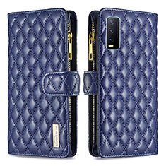 Funda de Cuero Cartera con Soporte Carcasa B12F para Vivo Y12G Azul