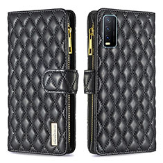 Funda de Cuero Cartera con Soporte Carcasa B12F para Vivo Y12G Negro