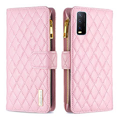 Funda de Cuero Cartera con Soporte Carcasa B12F para Vivo Y12G Oro Rosa