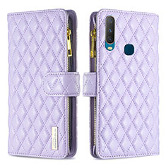 Funda de Cuero Cartera con Soporte Carcasa B12F para Vivo Y15 Morado