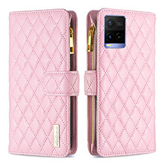 Funda de Cuero Cartera con Soporte Carcasa B12F para Vivo Y21 Oro Rosa