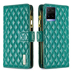 Funda de Cuero Cartera con Soporte Carcasa B12F para Vivo Y21 Verde