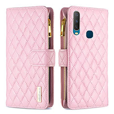 Funda de Cuero Cartera con Soporte Carcasa B12F para Vivo Y3 Oro Rosa