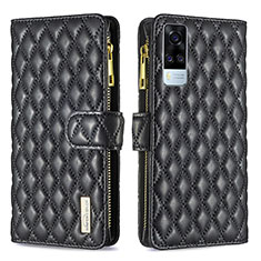 Funda de Cuero Cartera con Soporte Carcasa B12F para Vivo Y51 (2021) Negro