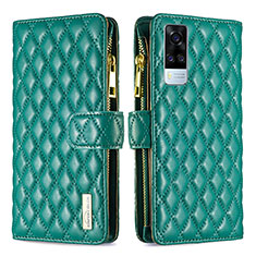 Funda de Cuero Cartera con Soporte Carcasa B12F para Vivo Y51 (2021) Verde