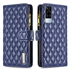 Funda de Cuero Cartera con Soporte Carcasa B12F para Vivo Y53s 4G Azul