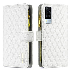 Funda de Cuero Cartera con Soporte Carcasa B12F para Vivo Y53s NFC Blanco