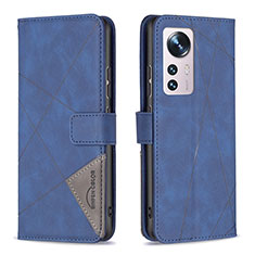 Funda de Cuero Cartera con Soporte Carcasa B12F para Xiaomi Mi 12 Pro 5G Azul