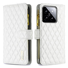 Funda de Cuero Cartera con Soporte Carcasa B12F para Xiaomi Mi 14 Pro 5G Blanco