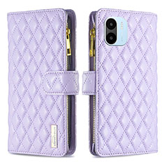 Funda de Cuero Cartera con Soporte Carcasa B12F para Xiaomi Poco C51 Morado