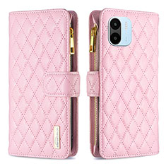 Funda de Cuero Cartera con Soporte Carcasa B12F para Xiaomi Poco C51 Oro Rosa