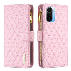 Funda de Cuero Cartera con Soporte Carcasa B12F para Xiaomi Poco F3 5G Oro Rosa