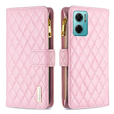 Funda de Cuero Cartera con Soporte Carcasa B12F para Xiaomi Redmi 10 5G Oro Rosa