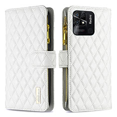 Funda de Cuero Cartera con Soporte Carcasa B12F para Xiaomi Redmi 10C 4G Blanco