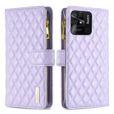 Funda de Cuero Cartera con Soporte Carcasa B12F para Xiaomi Redmi 10C 4G Morado