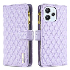 Funda de Cuero Cartera con Soporte Carcasa B12F para Xiaomi Redmi 12 4G Morado