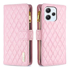 Funda de Cuero Cartera con Soporte Carcasa B12F para Xiaomi Redmi 12 4G Oro Rosa