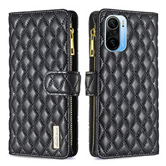 Funda de Cuero Cartera con Soporte Carcasa B12F para Xiaomi Redmi K40 Pro 5G Negro