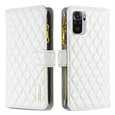 Funda de Cuero Cartera con Soporte Carcasa B12F para Xiaomi Redmi Note 10 4G Blanco