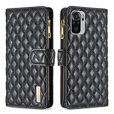 Funda de Cuero Cartera con Soporte Carcasa B12F para Xiaomi Redmi Note 10 4G Negro