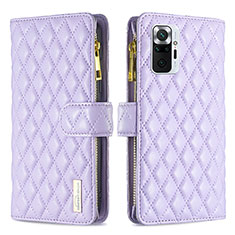 Funda de Cuero Cartera con Soporte Carcasa B12F para Xiaomi Redmi Note 10 Pro 4G Morado