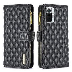 Funda de Cuero Cartera con Soporte Carcasa B12F para Xiaomi Redmi Note 10 Pro 4G Negro