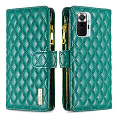 Funda de Cuero Cartera con Soporte Carcasa B12F para Xiaomi Redmi Note 10 Pro 4G Verde