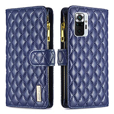 Funda de Cuero Cartera con Soporte Carcasa B12F para Xiaomi Redmi Note 10 Pro Max Azul