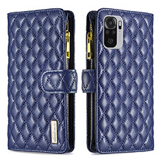 Funda de Cuero Cartera con Soporte Carcasa B12F para Xiaomi Redmi Note 10S 4G Azul