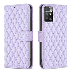 Funda de Cuero Cartera con Soporte Carcasa B12F para Xiaomi Redmi Note 11 4G (2021) Morado