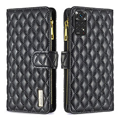 Funda de Cuero Cartera con Soporte Carcasa B12F para Xiaomi Redmi Note 11 4G (2022) Negro