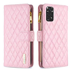 Funda de Cuero Cartera con Soporte Carcasa B12F para Xiaomi Redmi Note 11 4G (2022) Oro Rosa