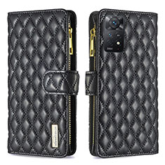 Funda de Cuero Cartera con Soporte Carcasa B12F para Xiaomi Redmi Note 11 Pro 4G Negro