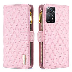 Funda de Cuero Cartera con Soporte Carcasa B12F para Xiaomi Redmi Note 11 Pro 4G Oro Rosa