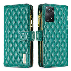 Funda de Cuero Cartera con Soporte Carcasa B12F para Xiaomi Redmi Note 11 Pro 4G Verde