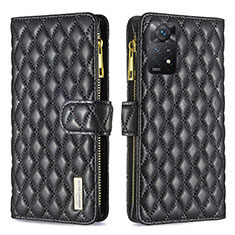 Funda de Cuero Cartera con Soporte Carcasa B12F para Xiaomi Redmi Note 11 Pro 5G Negro