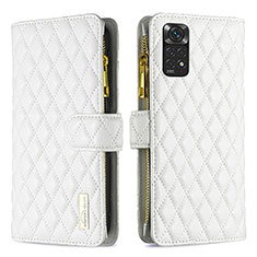 Funda de Cuero Cartera con Soporte Carcasa B12F para Xiaomi Redmi Note 11S 4G Blanco