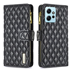 Funda de Cuero Cartera con Soporte Carcasa B12F para Xiaomi Redmi Note 12 4G Negro