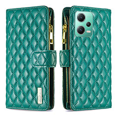 Funda de Cuero Cartera con Soporte Carcasa B12F para Xiaomi Redmi Note 12 5G Verde