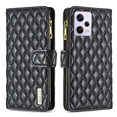 Funda de Cuero Cartera con Soporte Carcasa B12F para Xiaomi Redmi Note 12 Pro 5G Negro