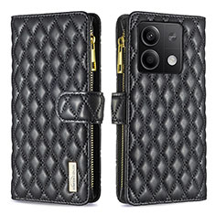 Funda de Cuero Cartera con Soporte Carcasa B12F para Xiaomi Redmi Note 13 5G Negro